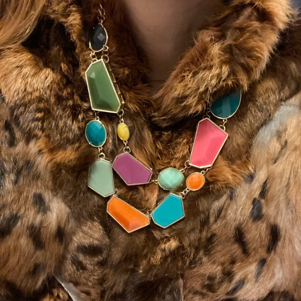 Vintage Multicolored Drop Chunky Necklace